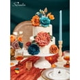 thumbnail image 4 of Espuma de seda Serwalin con flores artificiales, color verde azulado y naranja quemado, 4 of 7