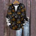thumbnail image 5 of WTOBBY Women's Halloween Printed V-Neck 3/4 Sleeve Casual Shirt Loose Fit Blouse Tunic Top with Asymmetrical Hem for Fall Holiday Party,Gold S, 5 of 5