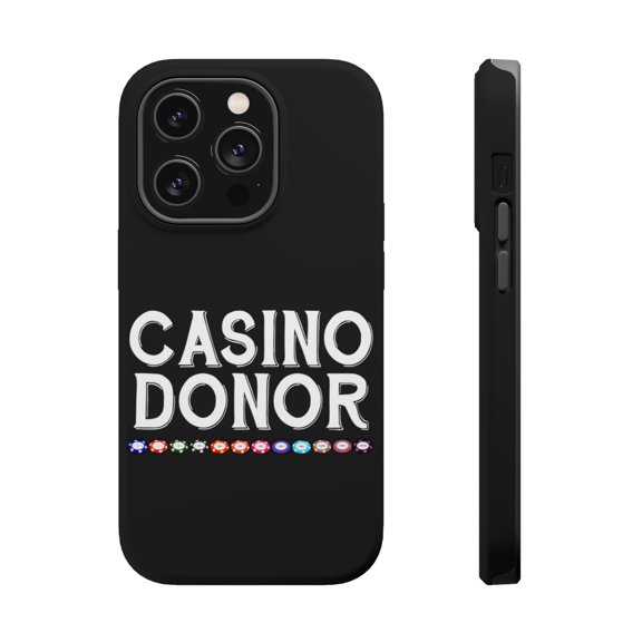 DistinctInk Tough Case for Apple iPhone 15 PRO (6.1" Screen), Compatible with MagSafe Charging - Casino Donor - Blackjack Gambling