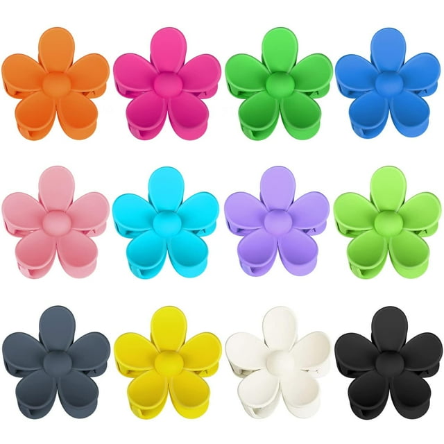 Flower Claw Clips 12 Pack Large Daisy Hair Clips For Women Girls Thick