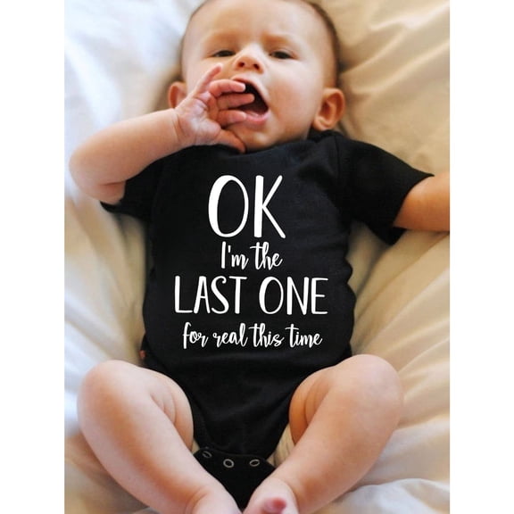 Baby Boys Cute Short-Sleeve Romper with The Print "OK I'M THE LAST ONE" for Newborns, for Outdoor