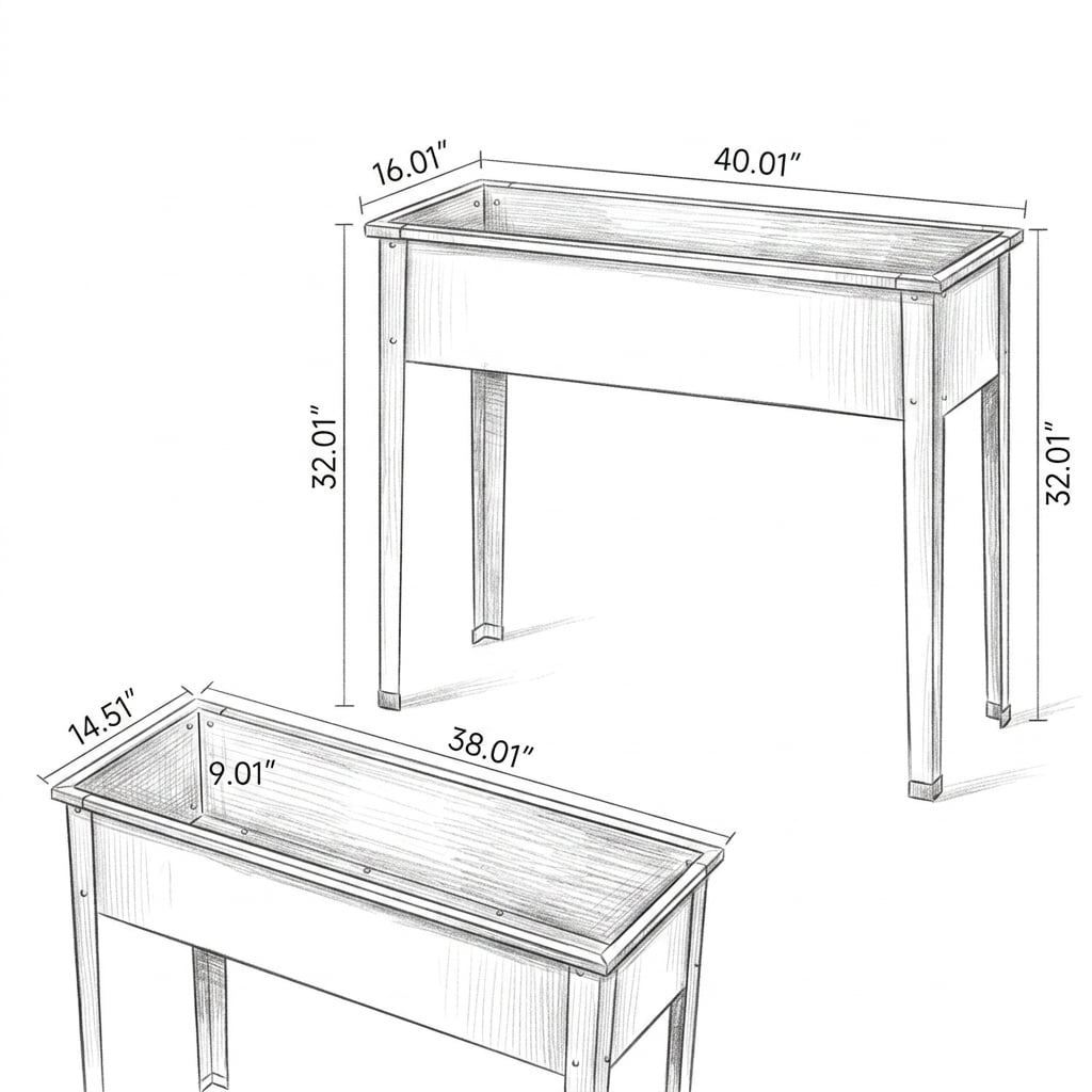 Resenkos Raised Planter Boxes, Large Space Elevated Flower Beds,Metal Raised Garden Bed with Legs and Drainage Hole for Vegetable Flower-40 x 11 x 31.5 inches
