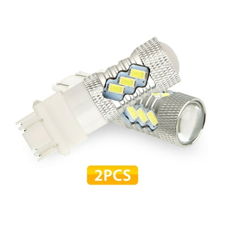 2-pack White 3157 LED Bulbs with 15pcs 5730 LED Chips for DRL/Brake/Reverse/Back Up/Tail/Turn Signal