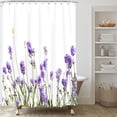 thumbnail image 2 of Lavender Shower Curtain, Purple Lavender Floral Shower Curtain Set, Watercolor Plant Leaves Flower Shower Curtains for Bathroom, Waterproof Fabric with 12 Hooks, 72 x 72 Inches, 2 of 5