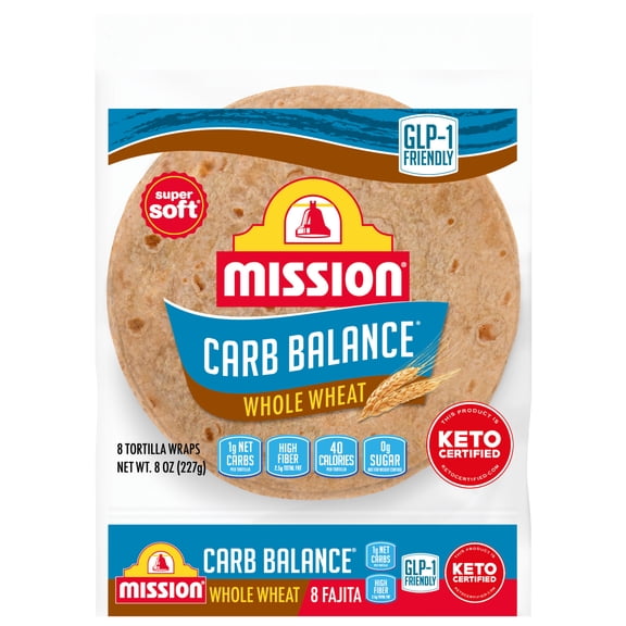 Mission Carb Balance Whole Wheat Flour Tortillas, Fajita Size, 8 Count