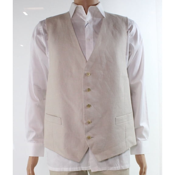 Mens Vest Linen Button-Front 2XL
