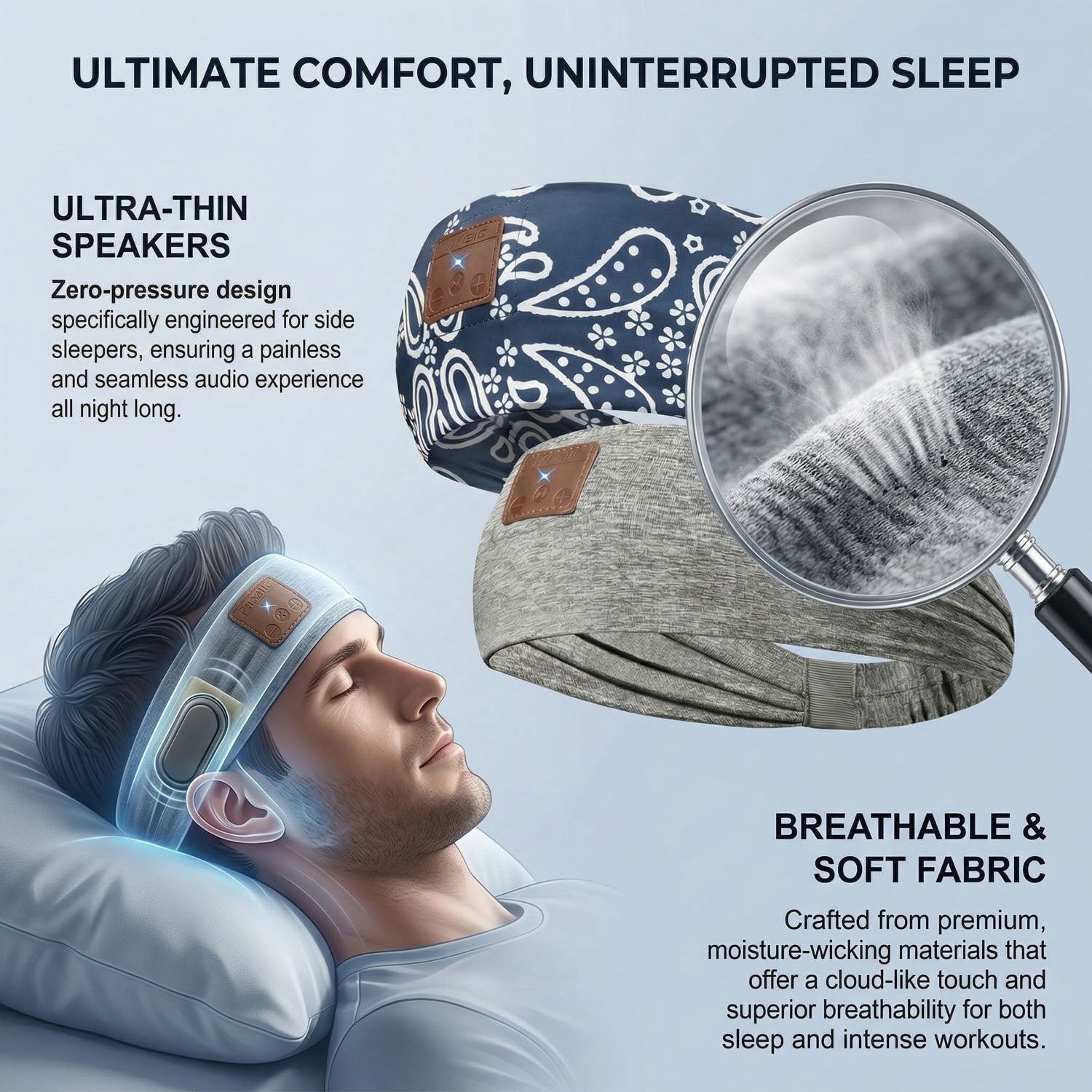 2-Pack Sleeping Headphones Bluetooth 5.4 Headband Headband Headphones with Ultra-Thin Speakers, Headsets Headband for Side Sleepers Running Insomniac Travel Meditation