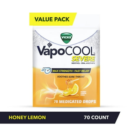 Vicks VapoCool Severe Honey Lemon 70ct