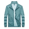 thumbnail image 3 of Men's Lightweight Rush Guard Stand Collas Sun Protection Jackets Outdoor Hooded Tops Spring Summer Cooling Windbreaker Green L, 3 of 5