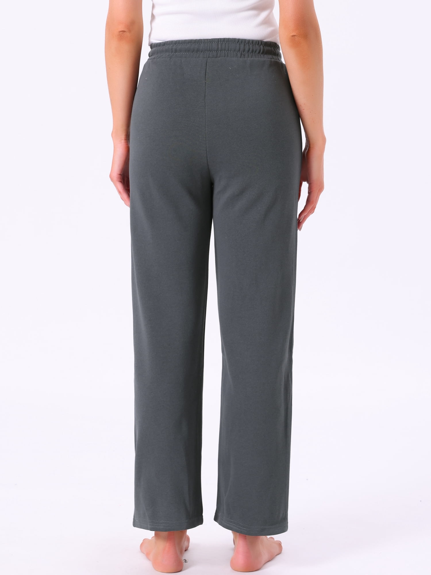 DARING DIVA Women's Cotton Straight Elastic Waist Drawstring Lounge Pants S Deep Gray