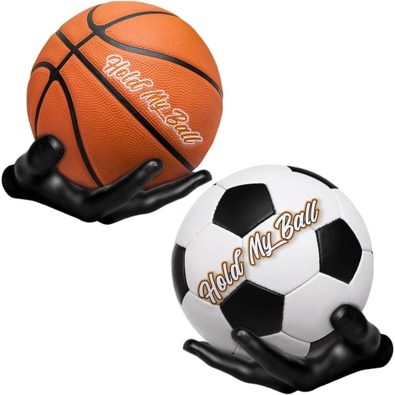 Hold My Ball Set of 2 Black Left & Right Wall Mount Holders Basketball