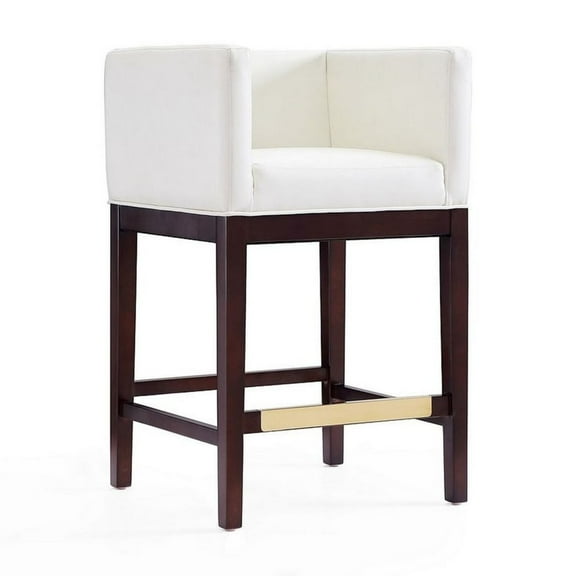 Manhattan Comfort Kingsley 26" Faux Leather Counter Stool in Ivory
