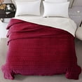 thumbnail image 6 of Exclusivo Mezcla Queen Size Sherpa Fleece Bed Blanket, Ultra Soft and Warm Reversible Velvet Blankets for Bed Couch Sofa 90x90 inches, Deep Red, 6 of 8