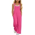 thumbnail image 6 of Vornjynx Girls Overalls with Pocket Comfort Soft Straight Fit Summer Casual Trendy Jumpsuits Hot Pink Size 6, 6 of 10