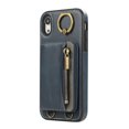 thumbnail image 7 of for iPhone XR PU Leather Case, Card Slots and Zipper Pocket Kickstand, Classic Protective Shockproof Lightweight Ultra Slim lip Case Finger Ring Wrist Strap for iPhone XR, Blue, 7 of 7