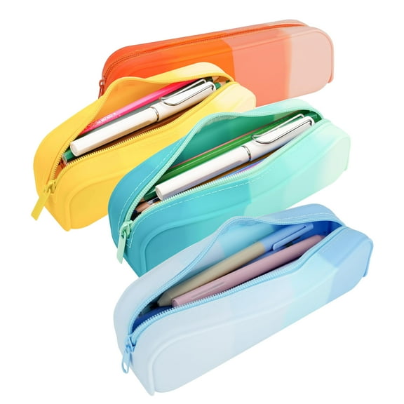 Phogary Silicone Multicolor Pencil Cases, 4 Count, 1 Pack