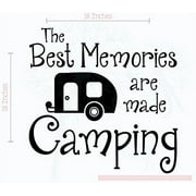 Best Memories Made Camping Vinyl Lettering RV Art Wall Sticker Decals Best Summer Family Quote 18x18-Inch Glossy Black