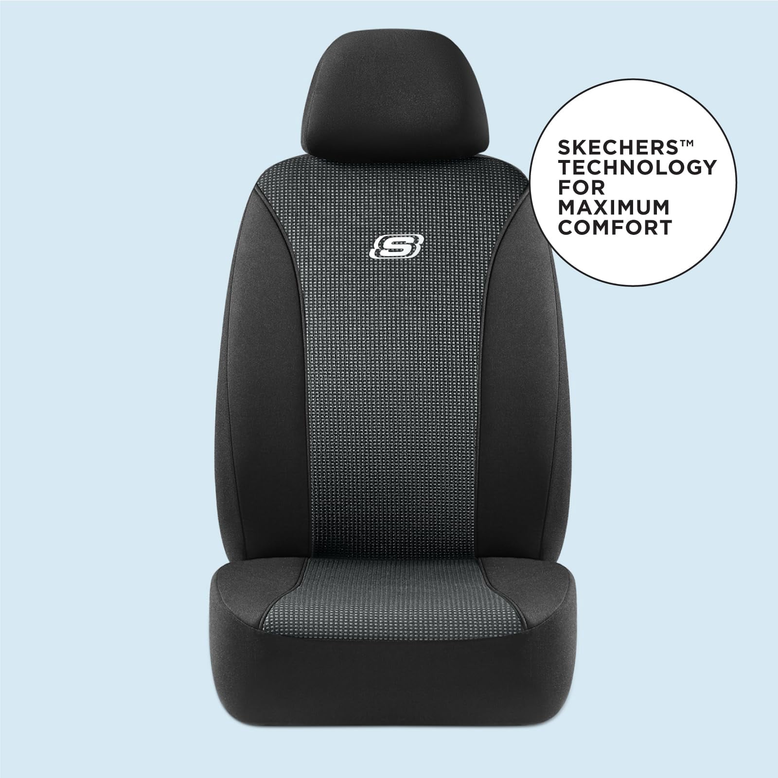 Skechers Seat Cover Memory Foam Jacquard Front Seat Cover Universal Fit Most Cars
