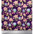 thumbnail image 1 of Soimoi Purple Velvet Fabric Periwinkle & Peony Floral Printed Craft Fabric by the Yard 58 Inch Wide, 1 of 3