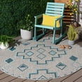 thumbnail image 2 of SAFAVIEH Courtyard Floella Geometric Indoor/Outdoor Area Rug, Grey/Teal, 6'7" x 6'7" Round, 2 of 12