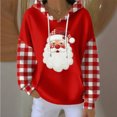thumbnail image 2 of Christmas Sweatshirts for Women Christmas Tree Print Sweatshirt Comfort Casual Long Sleeve Hoodies Santa Claus Print Pullover Sweater Blouses Fleece Xmas Holiday Tops with Kangaroo Pocket, 2 of 3