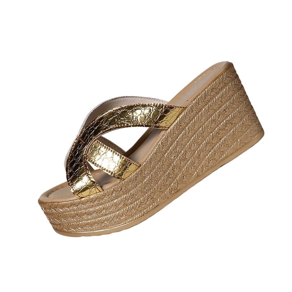 Summer Sandals for Women Fashionable Casual Versatile Beach Wedge Sandals Round Toe Open Toe Slippers