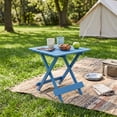 thumbnail image 4 of Small Folding Square Patio Table Set of 2, Outdoor Solid Wood Side Table for Backyard, Balcony, Portable Camping Folding Table Design Space-Saving, 4 of 9