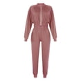 thumbnail image 1 of Sunloudy Women Two-piece Suitset, Solid Color Zipper Open Front Crop Tops and High Waist Pants, 1 of 6