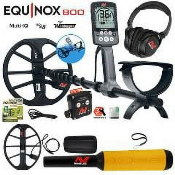 Minelab Equinox 800 Metal Detector w/ 6" & 15" Coils, Lower Shafts, Pro-Find 35