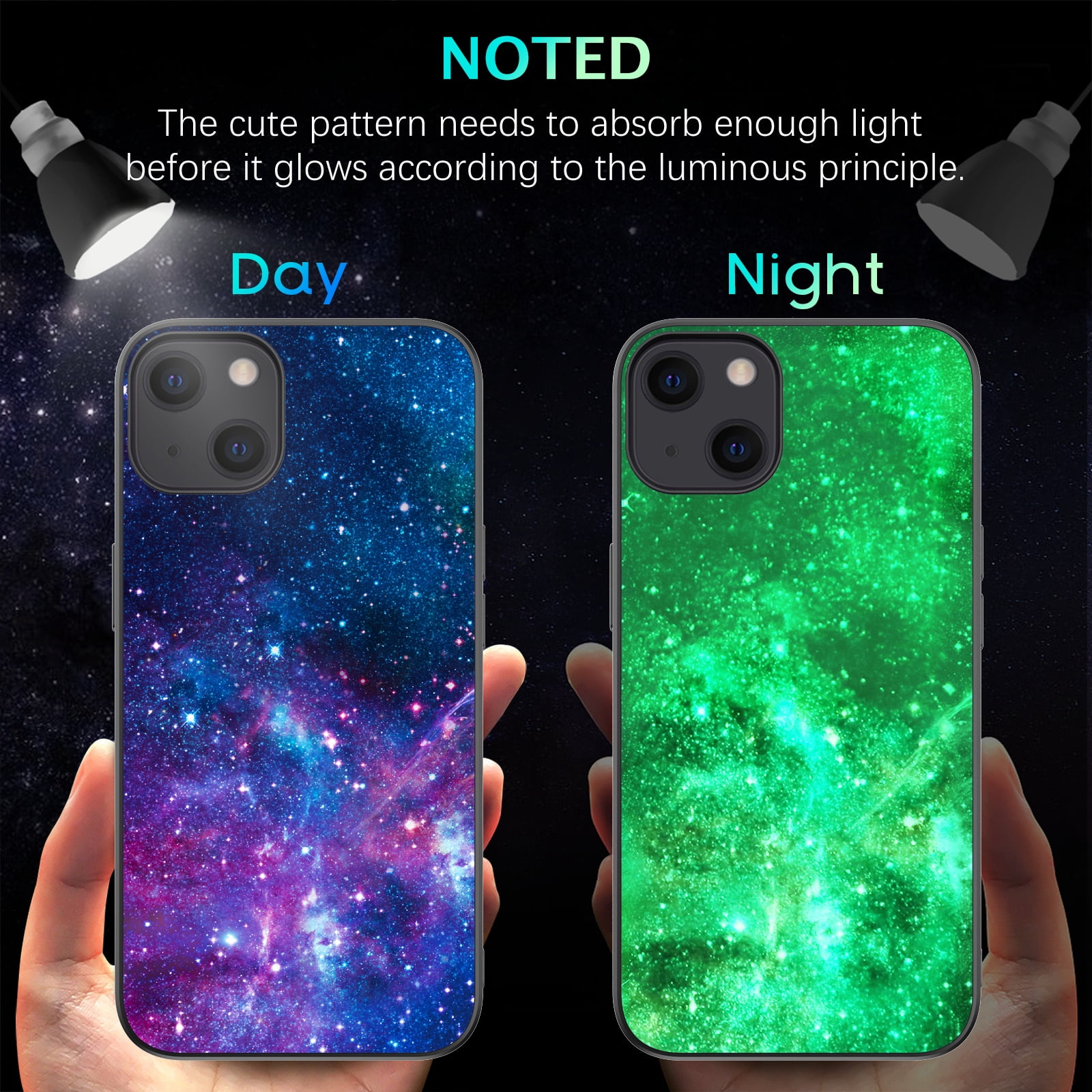 BENTOBEN iPhone 13 Case, Slim Fit Glow in The Dark Hybrid Hard PC Soft