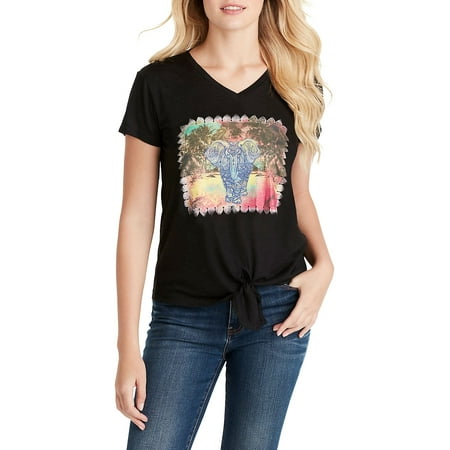 jessica simpson plus size maya tie front graphic te