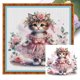 thumbnail image 1 of Kit Punto Cruz Gatito en Vestido Hilo Algodón Ecológico Bordado 18CT 30x30cm, 1 of 9