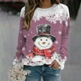 thumbnail image 2 of ZXLBBD Women's Fall Winter Christmas Snowflake Snowman Printed Round Neck Shoulder Long Sleeve Sports Active Sweatshirts Casual Outdoor Cozy Daily Wear, 2 of 4