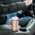 thumbnail image 4 of Yayeee 30oz Stainless Steel Tumbler with Straw and Handle Double-Wall Insulated Travel Water Bottle, Pink and Yellow Striped Pattern, 4 of 8