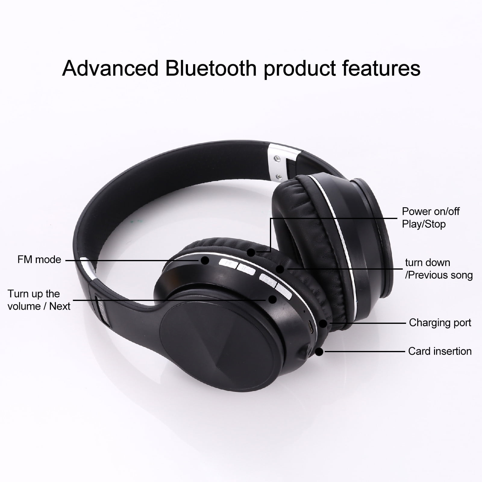 Bluetooth Headset – Bluetooth Headphones Over Ear,Hi- Stereo Wireless Headphones Foldable Wired/Wireless/TF For Cell Phone/PC Bluetooth 5.0 Wireless Headset With Mic