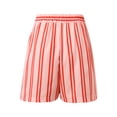 thumbnail image 5 of Womens Shorts Striped Elastic High Waisted Lounge Trendy Comfy Drawstring Pockets Bermuda Running Pull on Mid Polyester Red Bloomer Shorts Sizes M, 5 of 7