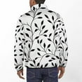 thumbnail image 3 of Black Leaves White Background Pattern Men's Stand Collar Sweater Long Sleeve Clothing Loose Fit Sports Sweater, 3 of 8