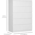 thumbnail image 3 of Commode à 5 Tiroirs, Commodes de 45,3 Po de Hauteur pour Chambre, Commode pour Garde-Robe, Organisateur de Rangement Moderne pour Salon, Entrée, Blanc, 3 of 5