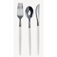 thumbnail image 2 of Crown Display 120-Pc Elegant Disposable Silverware - Premium Plastic Cutlery - White and Silver, 2 of 9