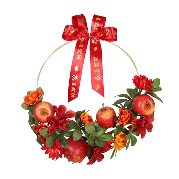 Elegant Chinese New Year Wall Hanging Wreath Handcraft Metal for Festival Party Decor - 35cm