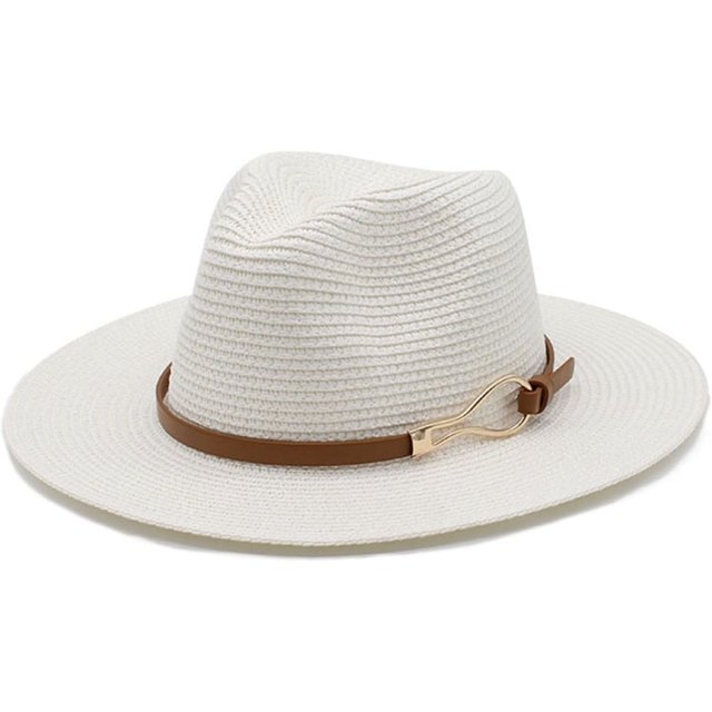 Women Straw Panama Hat Travel Fedora Beach Sun Hats Wide Brim Straw Roll up Hat UPF 50+