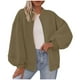 thumbnail image 3 of Pantalones deportivos para mujer,Chaqueta polar de color liso para mujer, con doble bolsillo, manga larga, cuello alto, cremallera, informal, poliéster, para uso doméstico y diario, sopatenor, 3 of 7