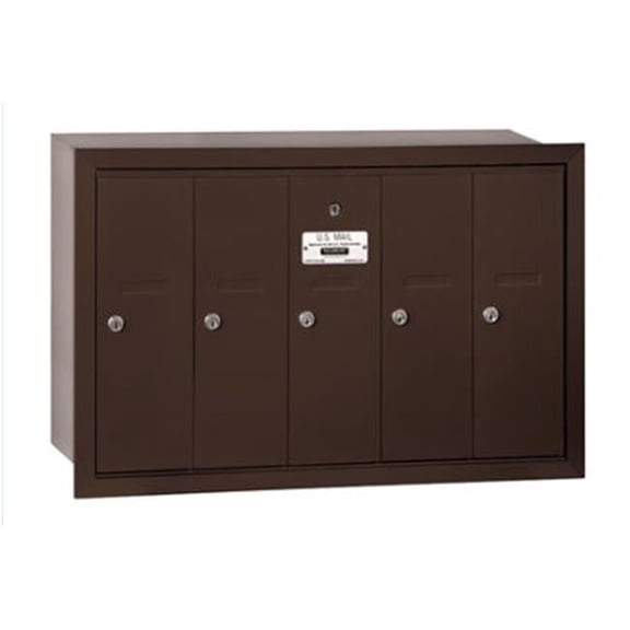 Salsbury Industries 3505ZRP Vertical Mailbox - 5 Doors - Bronze - Recessed Mounted - Private Access