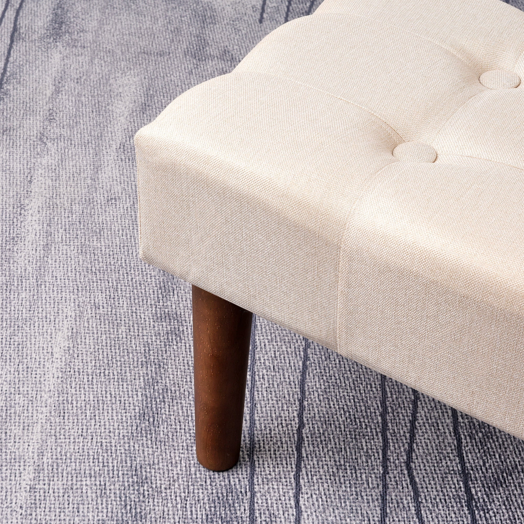 VECELO Small Tufted Foot Stool, Upholstered Footrest Ottoman with Legs, Fabric Rectangle Sofa Foot Rest for Living Room, Couch, Beige
