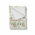 thumbnail image 2 of Sloth Soft Flannel Fleece Throw Blanket, Baby Sloth and Mother Soft Colored Flowers Coconut Tree Leaves Happy Family, Cozy Plush for Indoor and Outdoor Use, 60" x 80", Pale Brown Green, by Ambesonne, 2 of 6