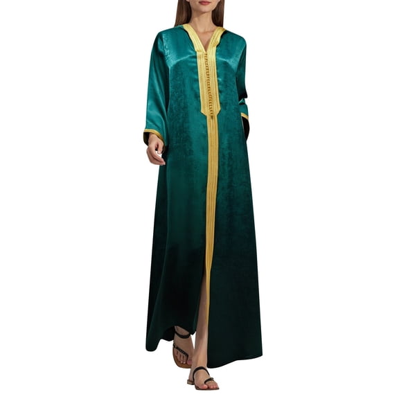 Women Abaya Dress Dubai Modest Lace Belted Dress Abayas Kaftan Eid Prayer Clothes Arabian Maxi Robe Green XXL