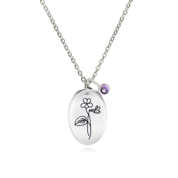 Collar con Flor Violeta JeenMata de Nacimiento de Febrero