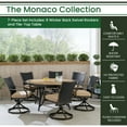 thumbnail image 3 of Hanover Monaco 7-Piece Outdoor Patio Dining Set, 6 Cushioned Wicker Back Swivel Rocker Chairs and 60" Round Tile Table, Brushed Bronze Finish, Rust-Resistant, All-Weather - MONDNWB7PCSW6RDTL-TAN, 3 of 9