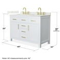 thumbnail image 4 of Beckett 48" White Double Vanity & Giotto Quartz Top (3-Hole) & Gold Trim, 4 of 5