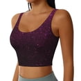 thumbnail image 2 of Fotbe Dark Purple Glitter Sujetador Deportivo Largo sin Aros para Mujer con Almohadillas y Soporte Medio, Transpirable y Absorbente, Camiseta Tipo Chaleco o Tank Top-Large, 2 of 8